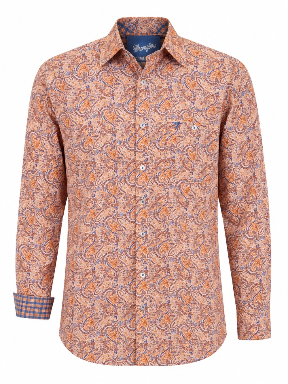Wrangler 20x Orange Paisley Long-Sleeve Men's Shirt